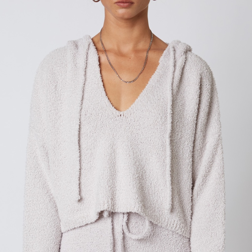 NIA Notched Hooded Sweater - Dove